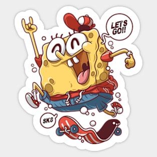 Spongebob Palying Skateboard Sticker